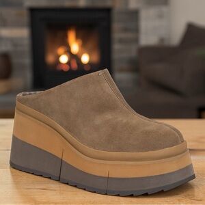 Naked Feet Brown Platform Mules coach otter